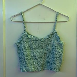 Wild Fable blue flowered ribbed crop top